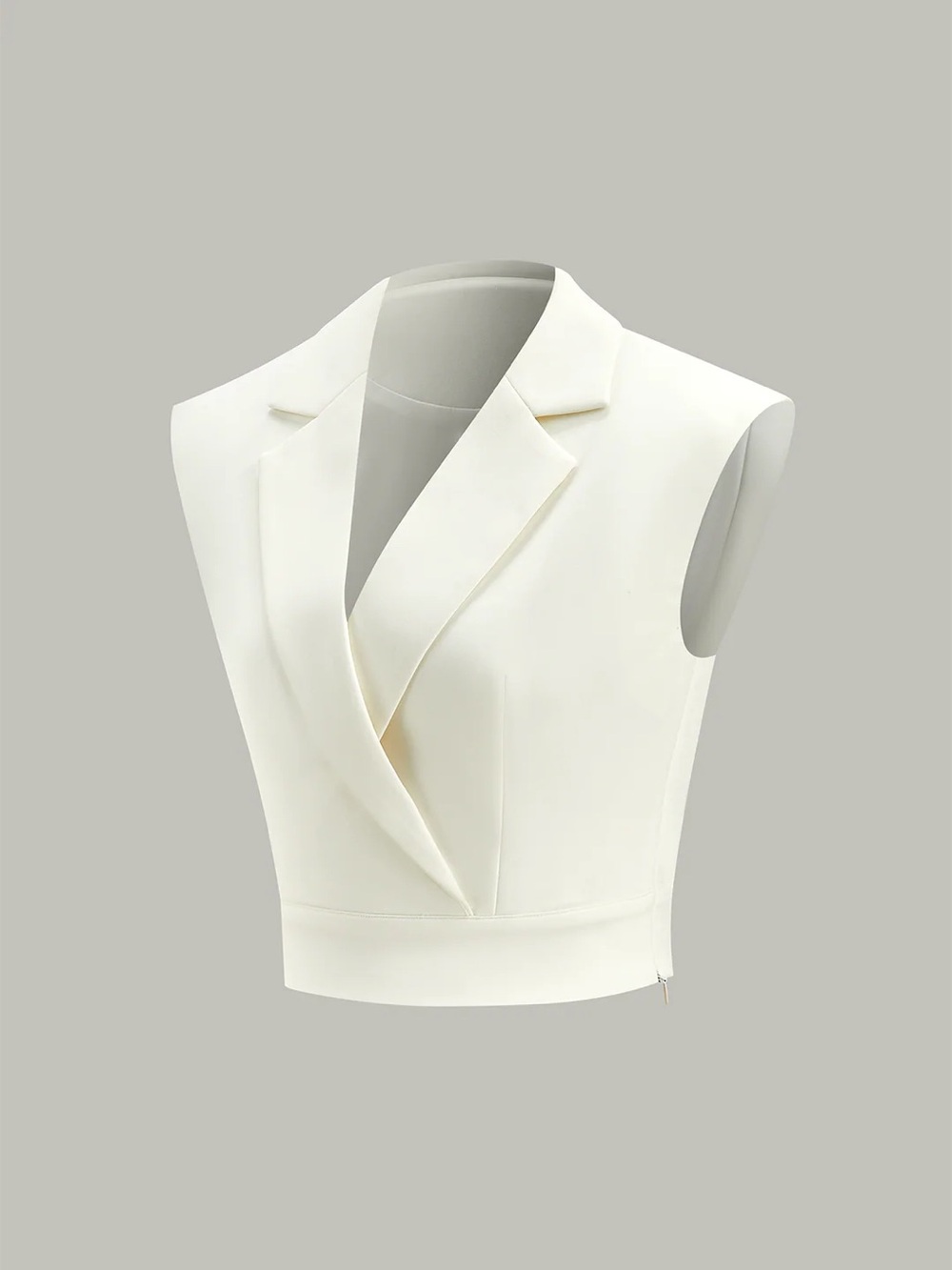 COMMENSE Cropped Wide-Shoulder Waist-Cinching Blazer Vest NWT White XL - Picture 2 of 12